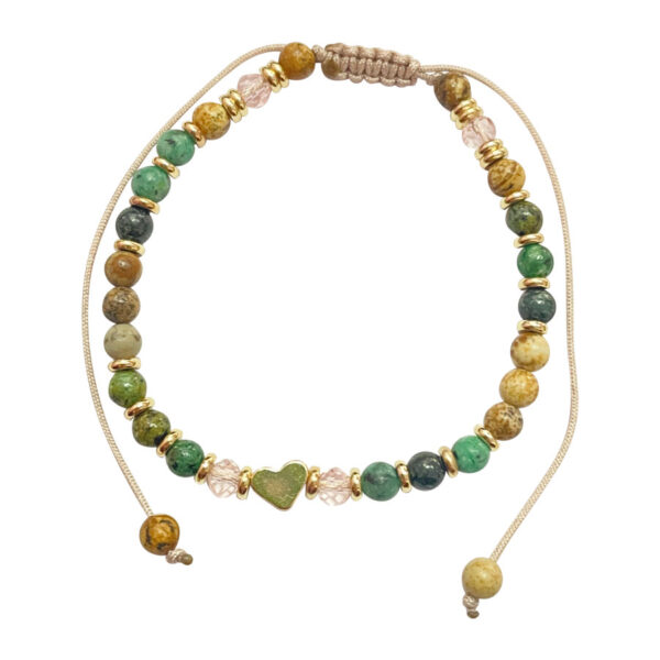 SG25-225-(4) Βραχιόλι Μακραμέ Colourfull Heart Καφέ