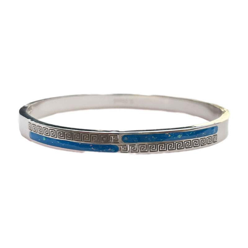 Χειροπέδα Stainless Steel Μίνιμαλ Μέανδρος Μπλε Ασημί