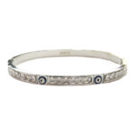 Χειροπέδα Stainless Steel Τετράγωνα Ματάκια και Strass Ασημί