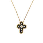 Κολιέ Stainless Steel Πλεκτό Σταυρός Μαύρο